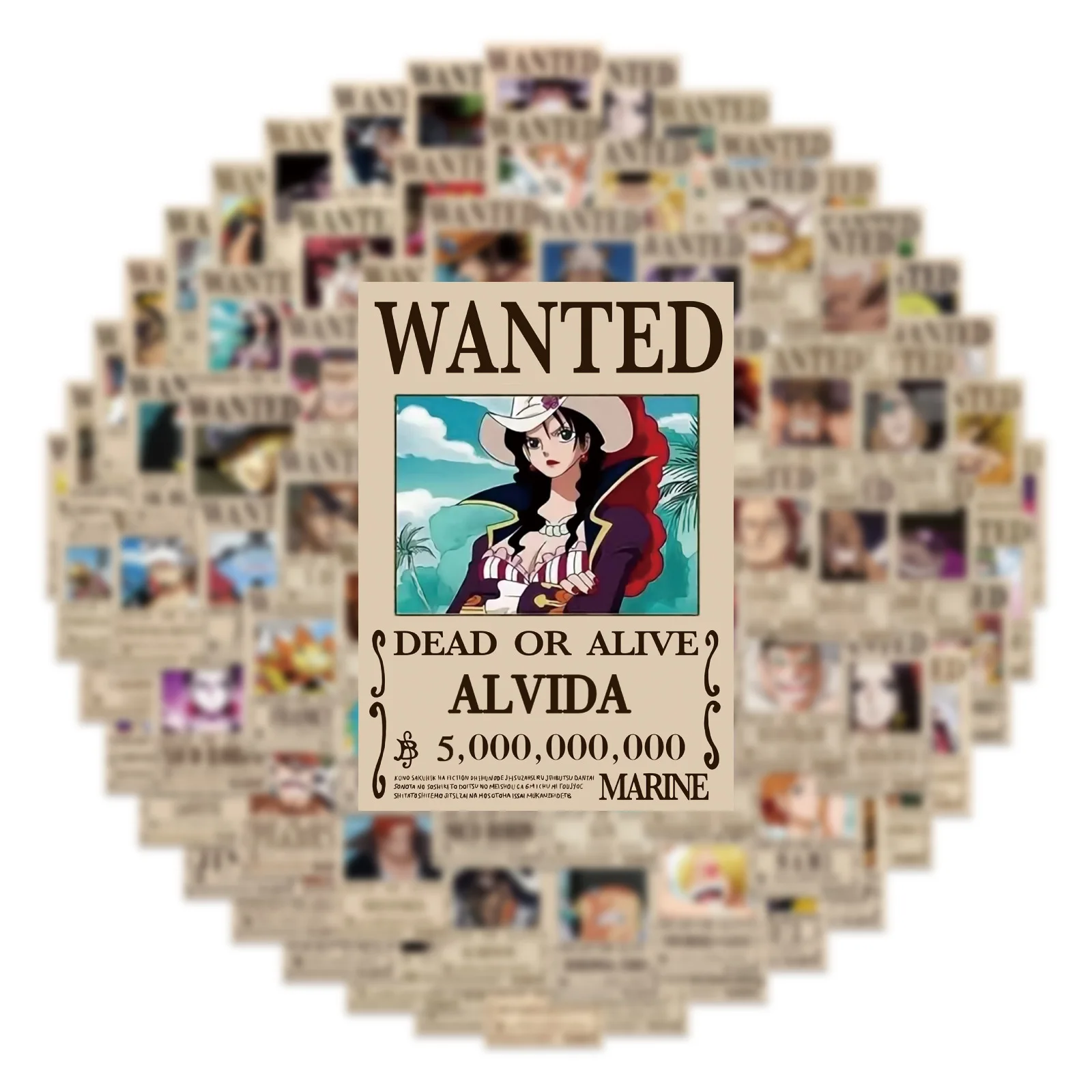 10/50/100 Stück Anime One Piece Wanted Poster Luffy Graffiti Aufkleber für Handy, Gitarre, Laptop, Notizbuch, Koffer, Wasserfeste Sticker, Spielzeug – Detail 6