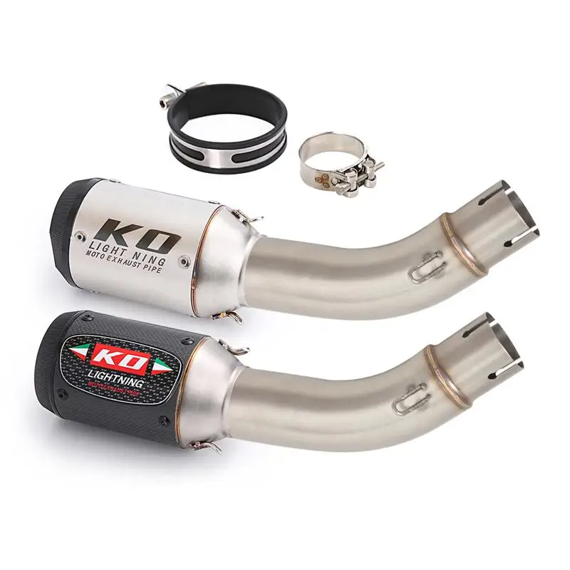 Carbon Fibre Exhaust Pipe Motorcycle Muffler Mid Link Tube Stainless Steel 160MM Short Escape Slip On For VOGE Q250 2023