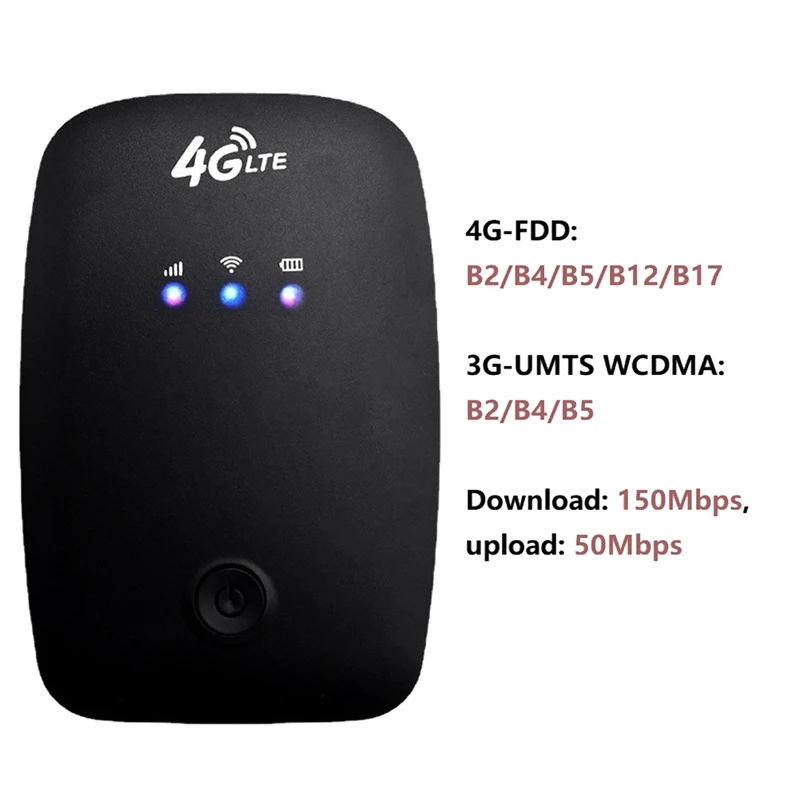 

H808-USA 150Mbps 4G Wifi Router Portable 4G Wifi Router Mobile Router With SIM Card Slot Applicable To The Americas Canada