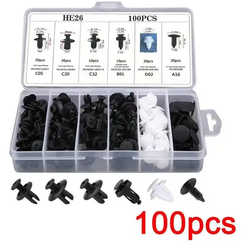 100pcs Car Fastener Clip Mixed for Nissan Geniss Juke Almera Primera |