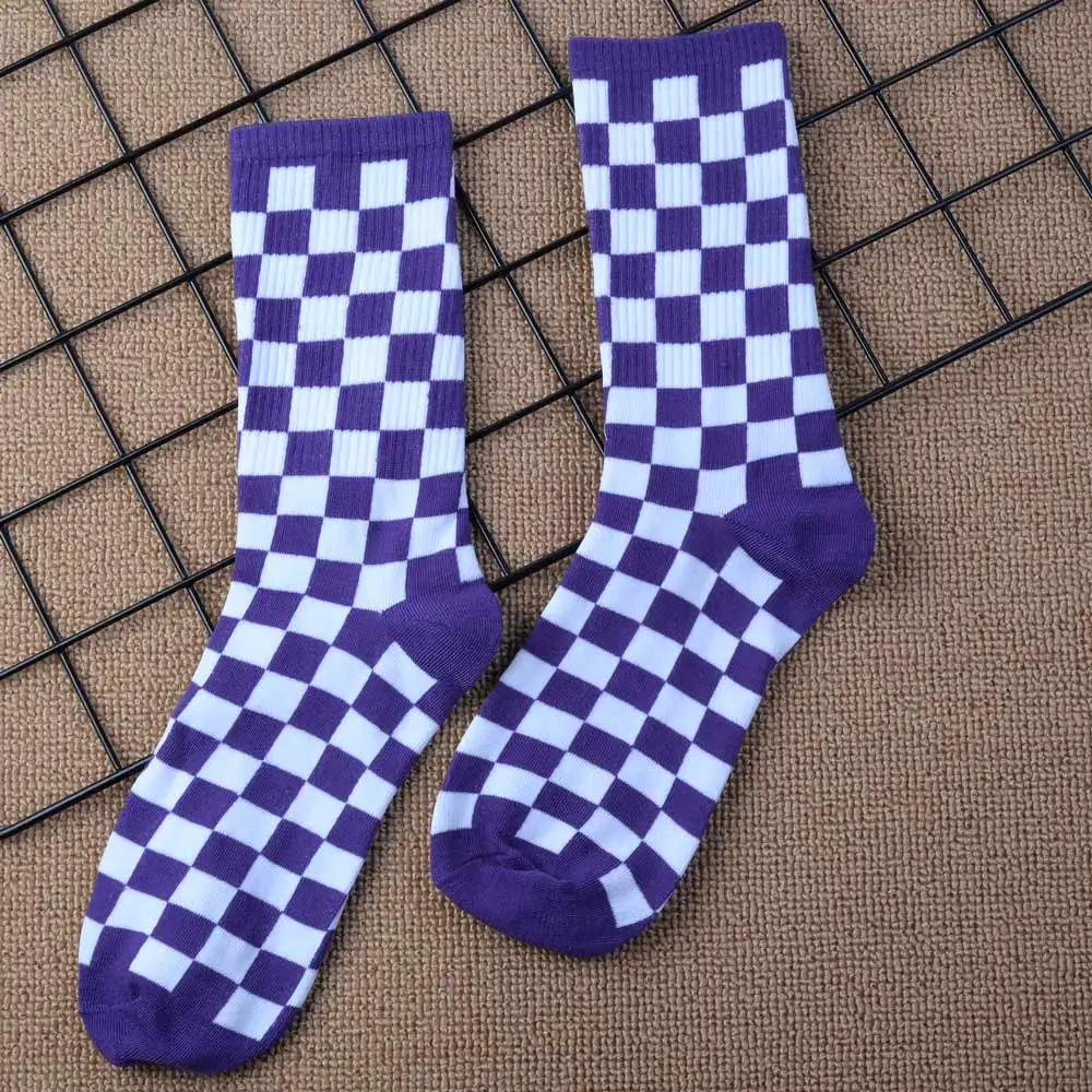 thermal socks for women 1 Pair Cotton Hip Hop Women Socks Korea Geometric Novelty Harajuku Smiling Face Girl Lady Happy Skating Checkerboard Funny Socks knee socks