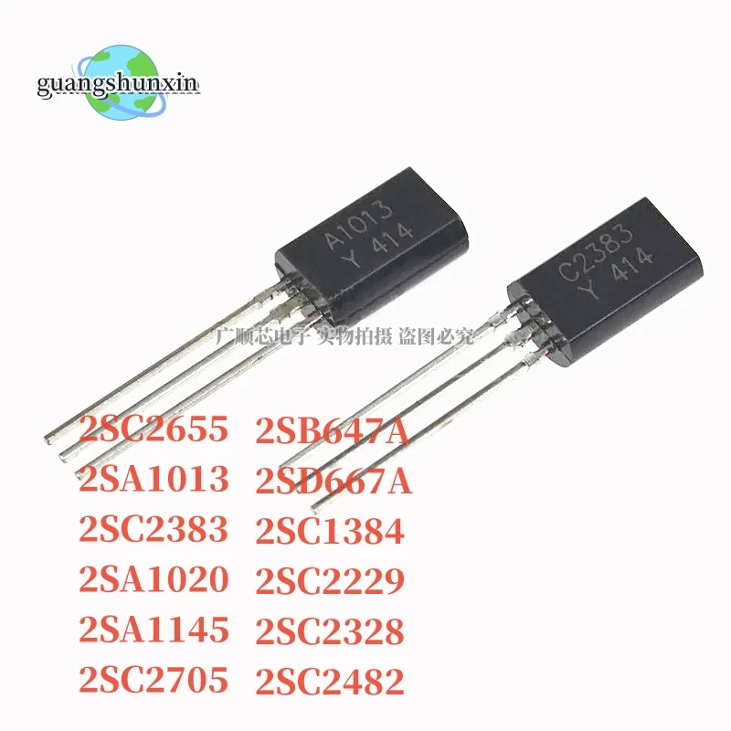 50 unids/lote 2SA1013 2SC2383 2SA1020 2SC2655 2SA1145 2SC2705 2SB647A 2SD667A A1013 C2383 A1020 C2655 A1145 C2075 B647A D667A bjt transistor