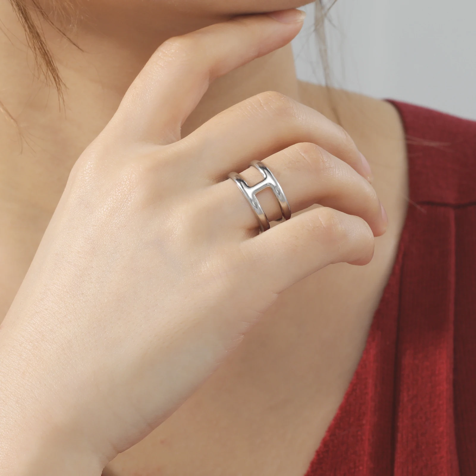 COOLTIME Damen-Ring, Edelstahl, verstellbar, goldfarben, Fingerringe, Muttertag, Hochzeit, Schmuck, Geschenk, 2026, Großhandel – Detail 11
