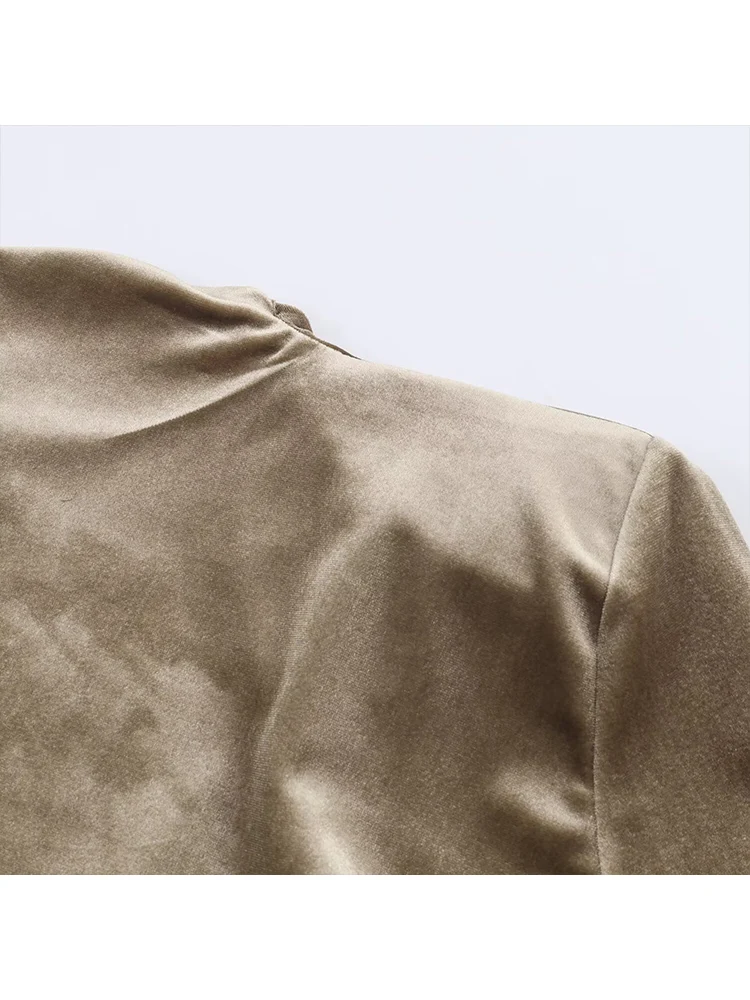 Sexy Maxi Dress For Women Chic Shoulder Padded Zip Up Long Sleeve Slit Elegant Solid Color Sexy Backless Simple Bodycon Dress