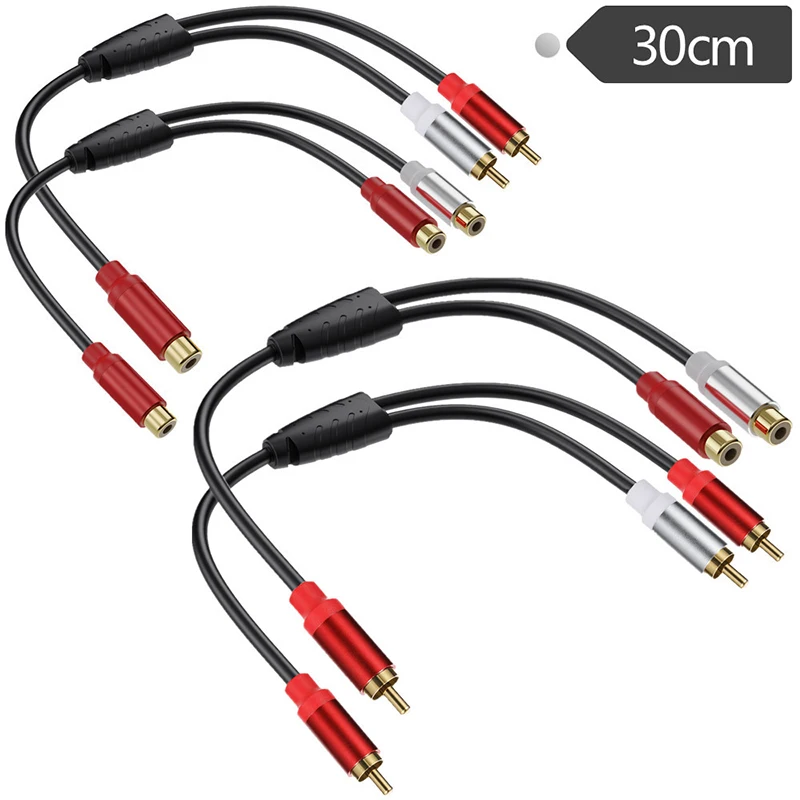 Premium RCA Cable Splitter - Male to Female Audio Extension Converter for Amplifiers & Speakers