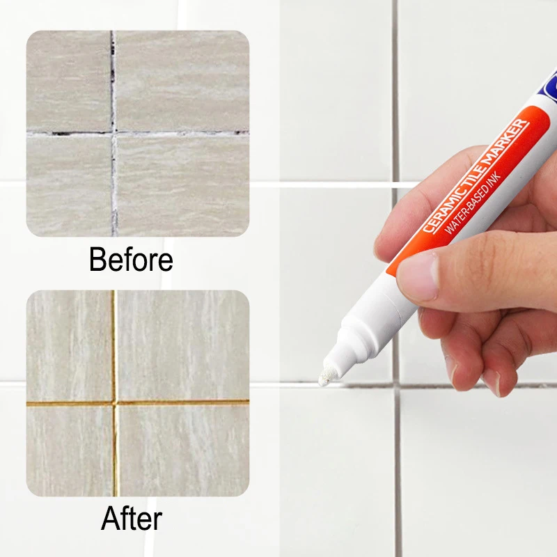 White Waterproof Tile Marker Tile Grout Pen Marker Wall Seam Pen For Tiles Floor Bathroom Decontamination Seam Repair