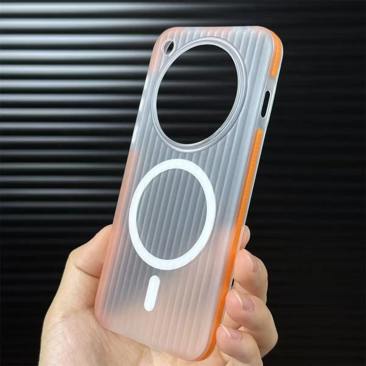 Corrugated Anti-Skid Chain Transparent Magnetic Shockproof Phone Case
