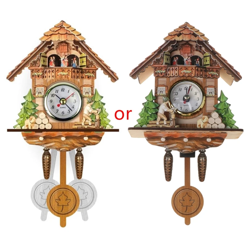 Antique Wood Cuckoo Wall Clock Bird Time Bell Swing Alarm Watch Home Decoration Dropshipping