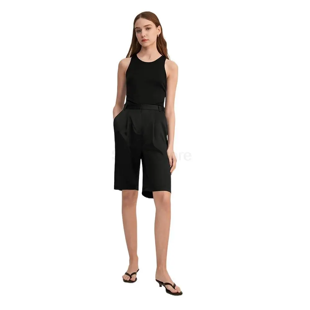 

Women Summer 22 Momme Silk Shorts 2022 New Femme Pocket Design Zipper Hook Short Pants Official Must Have Short Sport Femme