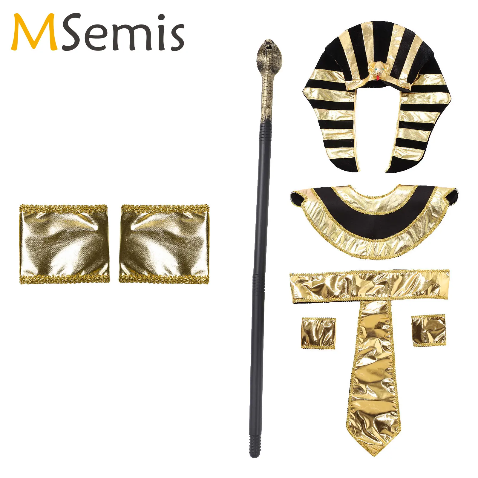 

Adult Ancient Rome Pharaoh Cosplay Costume Collar Sleeves Belt Set Egypt Priest Halloween Egyptian Cleopatra Roleplay Accessorie