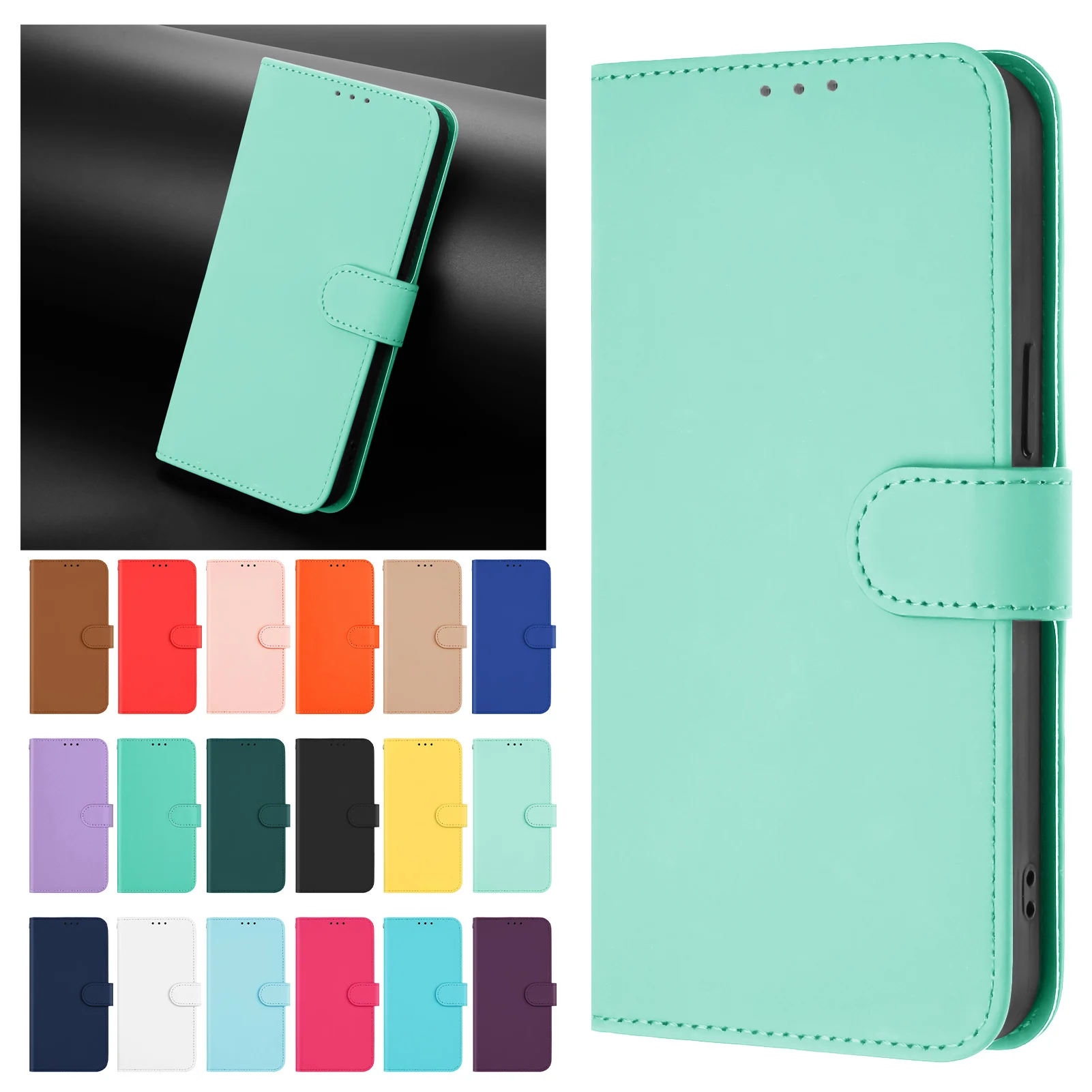 Leather Flip Case with Magnetic Wallet Phone Cover