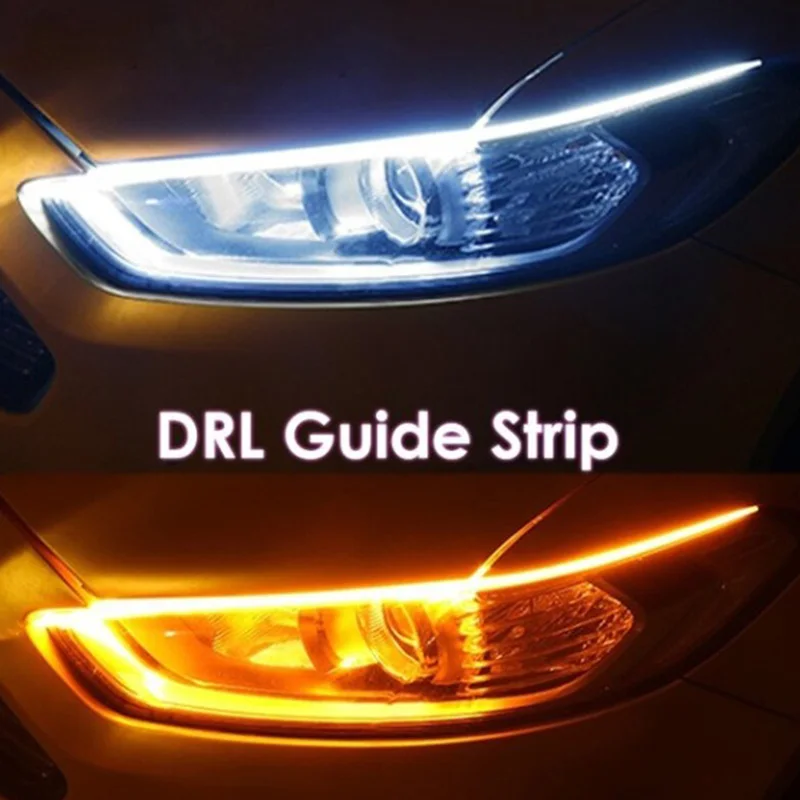 รูปสินค้า ไฟหน้ารถยนต์ LED 12V ยืดหยุ่น กันน้ำ Auto DRL สีขาว เบรคเหลือง