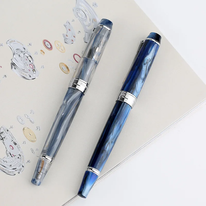 PENBBS 투명 다채로운 진공 필링 만년필, 고급 펜촉, 패션 쓰기 사무실 선물 잉크 펜, 학용품, 456 송진