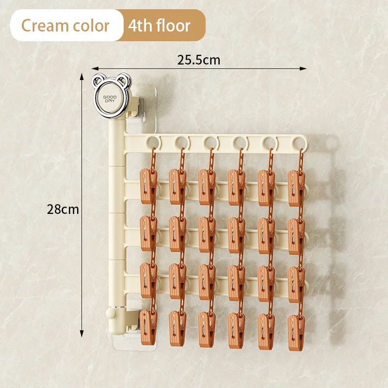 2/3/4 Layers Folding Hanger Anti Slip Wall Mounted Clothes Storage Hanger Space Saving Cloth Hook Doll Clips for Household 6