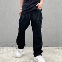 Men Y2K Embroidered High-waisted Straight Baggy Printed Jeans Hip Hop Teenager Boy Streetwear Skateboard Casual denim Trousers 2