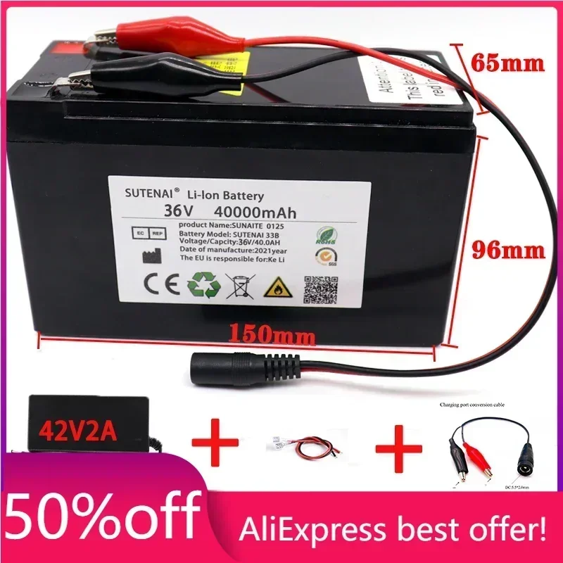 

36V 40/50/60Ah 18650 Li-ion Battery Pack Electric Bicycle Moped /Electric/Lithium Ion Battery Pack+ 2A Charger