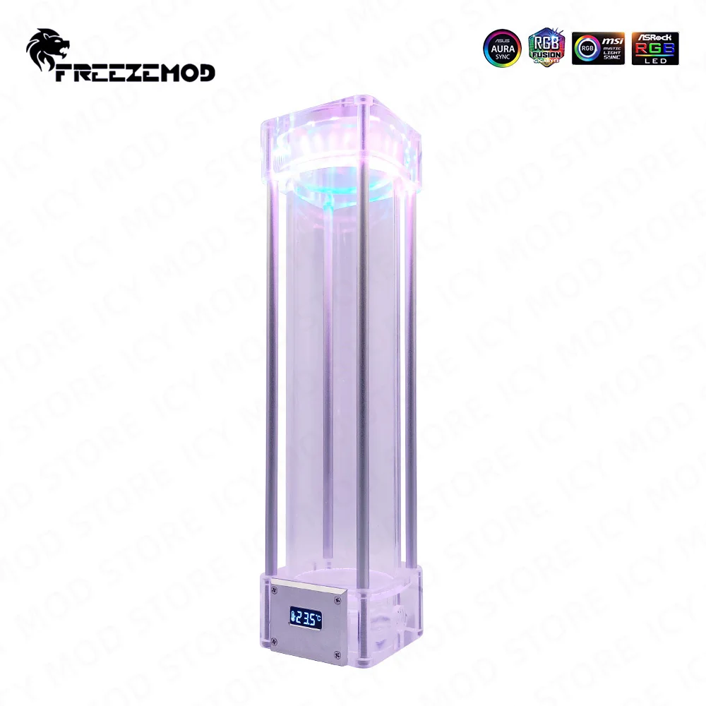 Zemod-a-rgb Tanque de Água Quadrado Cubóide Temperatura Aura Display Lcd Tampa de Metal Pm-wdx5v 5v 168 mm 218 mm 268 mm