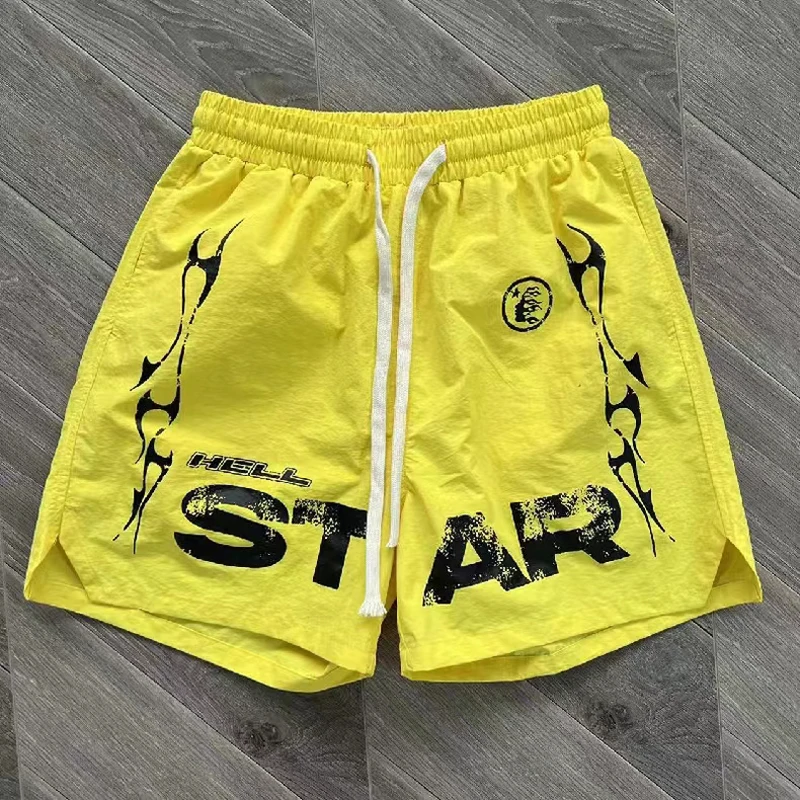 

Yellow Hellstar Short Pants American Fashion Hip Hop High Quality 2023 Summer New Casual Sports Shorts Men Women Real Photo