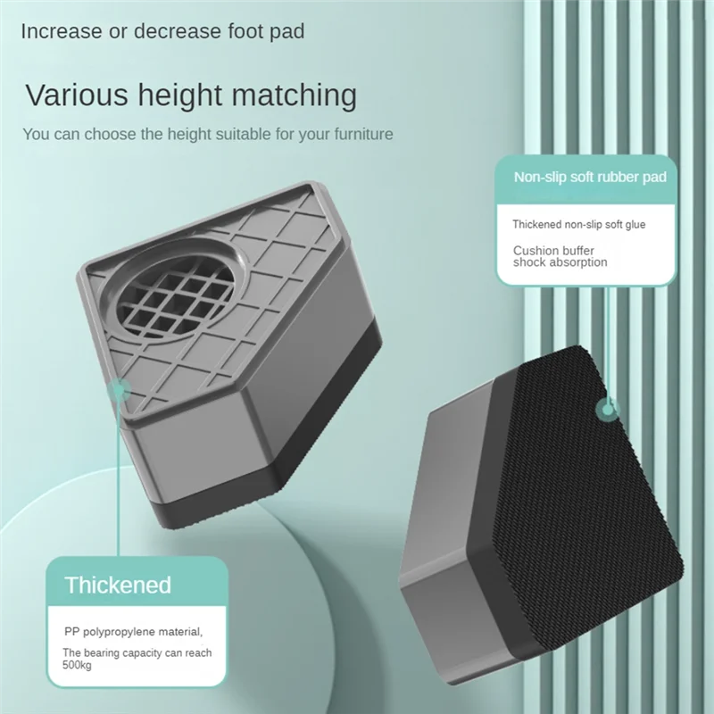 4Pcs Washing Machine Height Increase Pads Anti Pads Silent Skid Raiser Mat Refrigerator Dryer Support Stand 8CM HOT