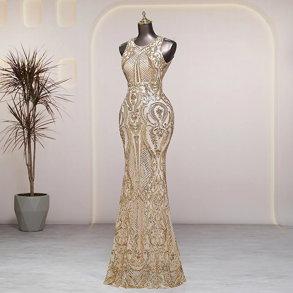 Backless gold Long Mermaid Beads Sequins Evening Dress Women Prom Party  Dresses formal occasion robes de soire Bride dresses - AliExpress 320