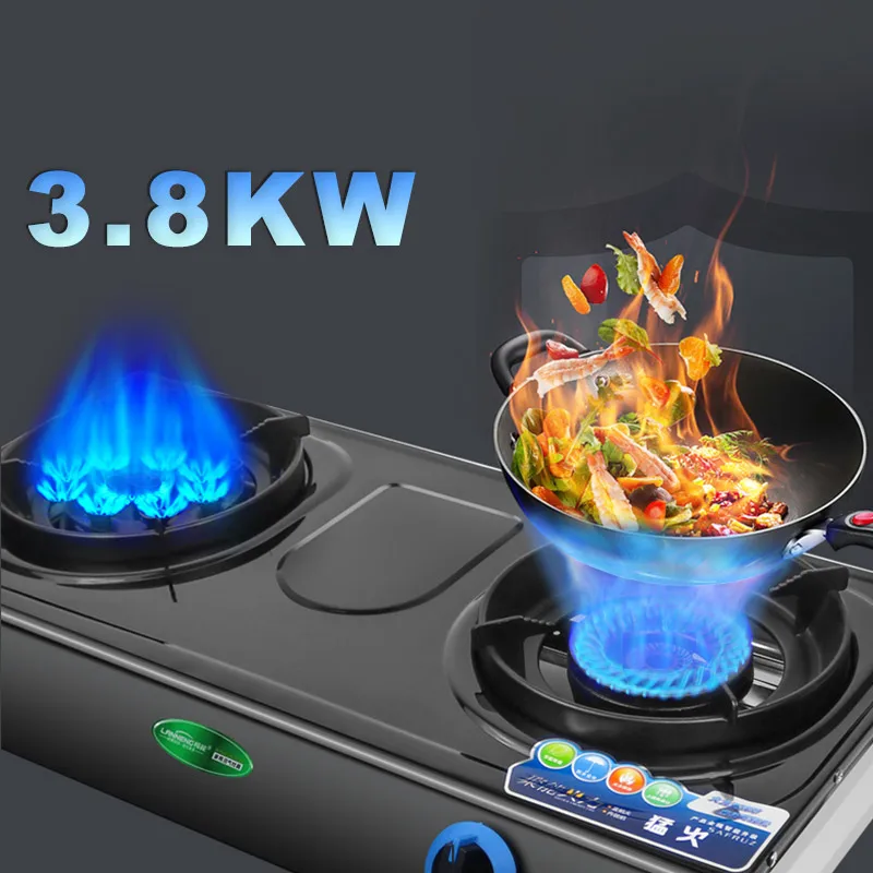 Wholesale Price Multi-function Biogas Double Burner Stove Household Villages Stainless Steel Table Install Biogas Cooktop 5