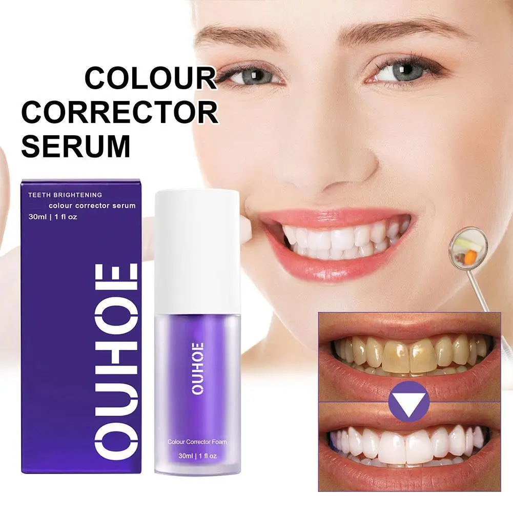 

30ml Purple Toothpaste Whitening Remove Plaque Stains Dental Cleaning Teeth Color Corrector Serum Fresh Breath Dental Products