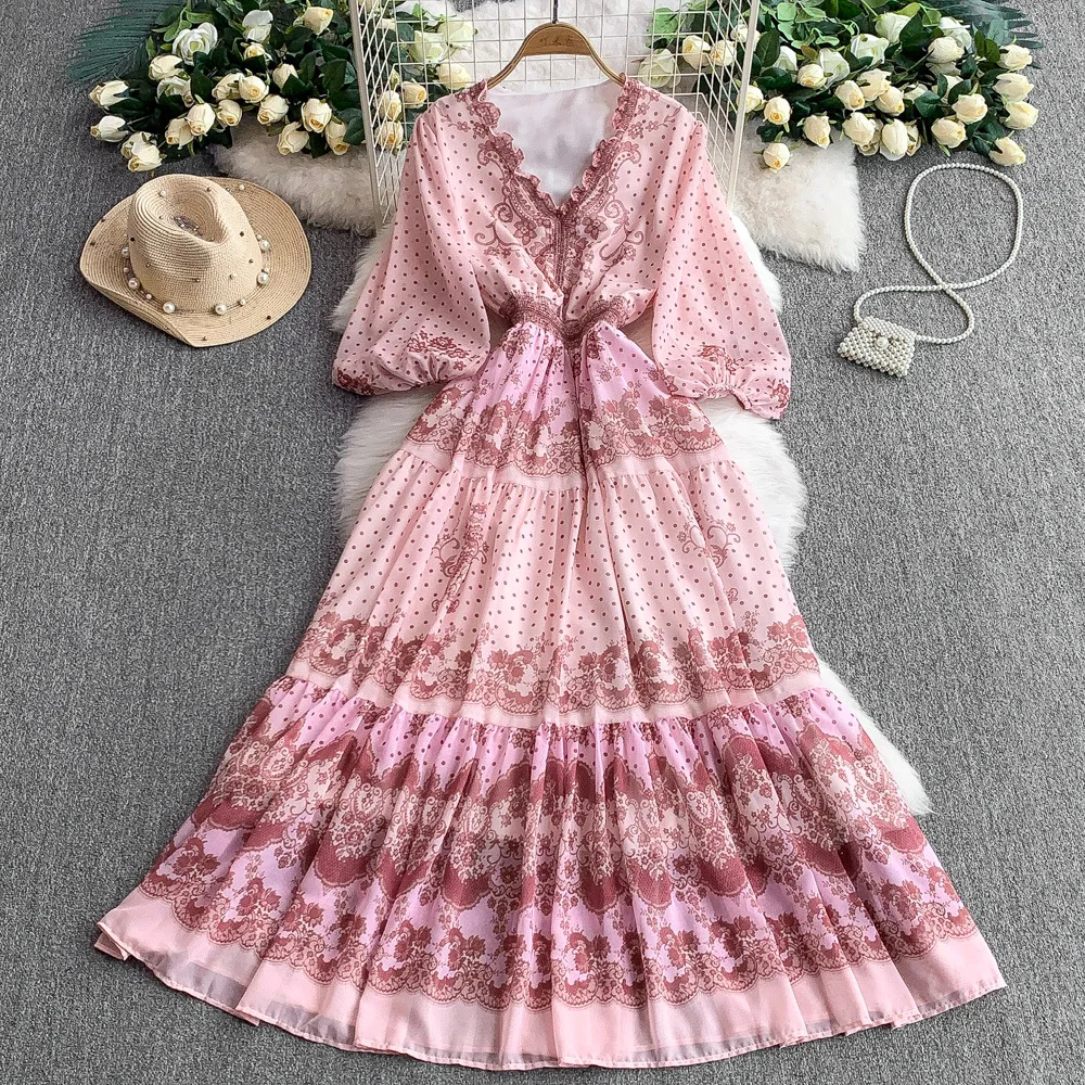 فستان نسائي صيفي 2025 فستان فرنسي ريترو بياقة على...