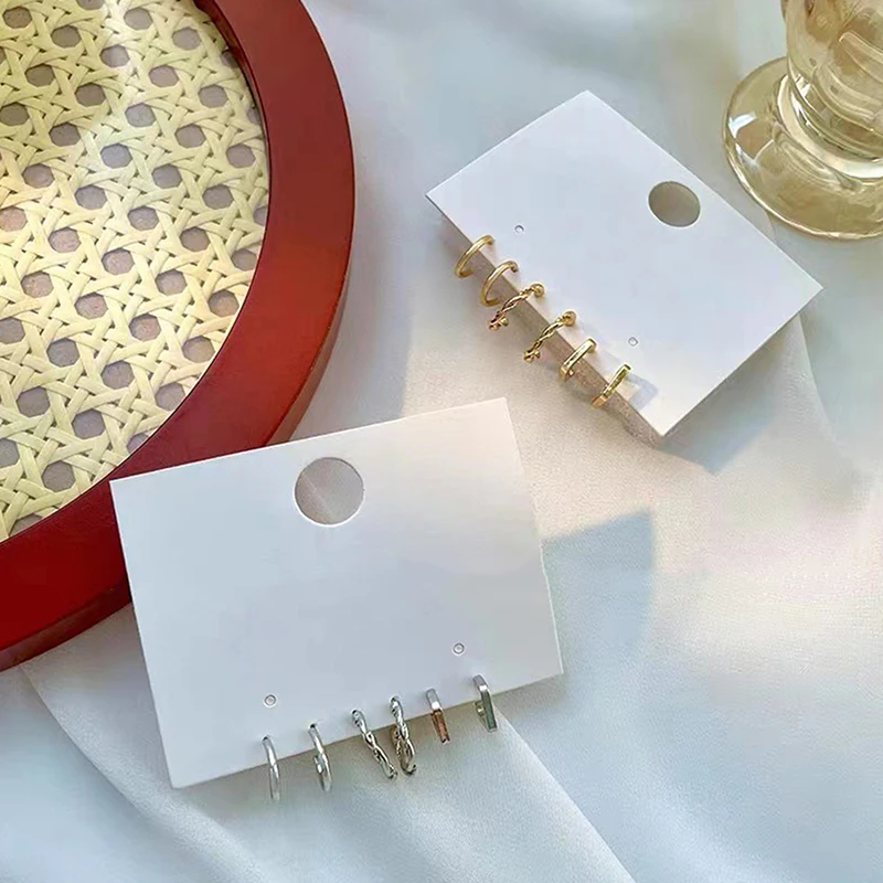 3Pairs/set Simple Alloy Silvery Golden Geometric Circle Hoop Earrings For Couples Jewelry Gift