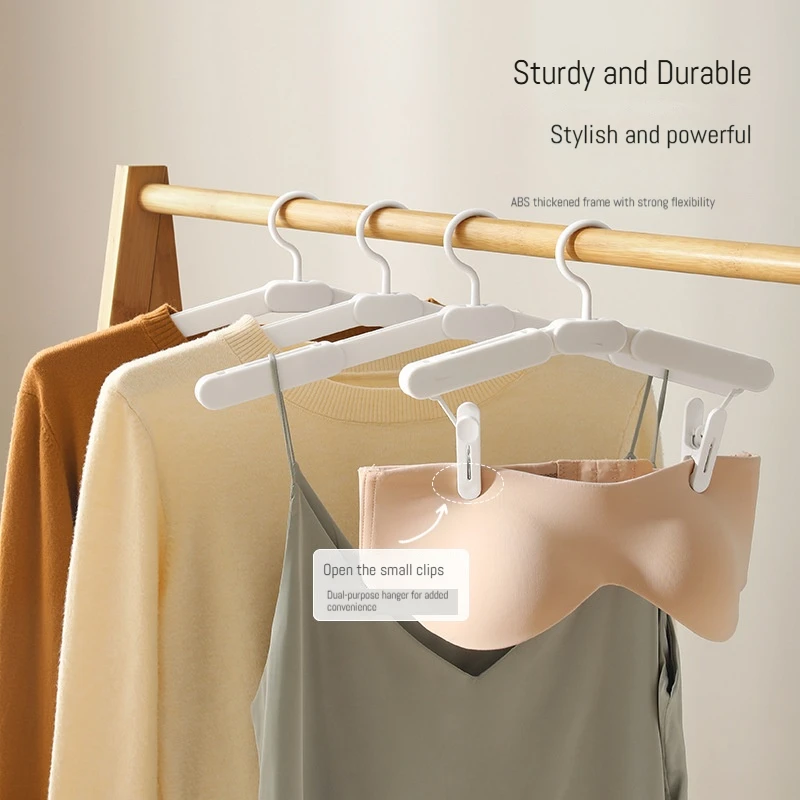 5PCS Travel Folding Clothes Hangers Mini Space Saving Clothes Drying Rack Foldable Anti-slip Drying Hangers Wardrobe Organizer