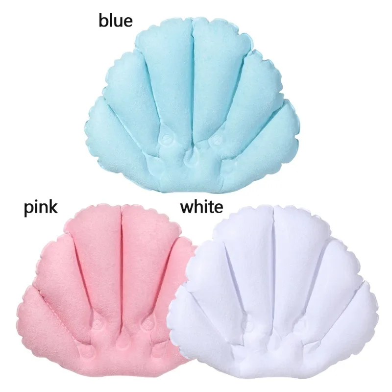 Bath Pillow 1pcs New Soft Fan-shaped Inflatable Bath Pillow Neck Support with Suction Cups Spa Cushion Pillow Bathtub Cushion bath pillow