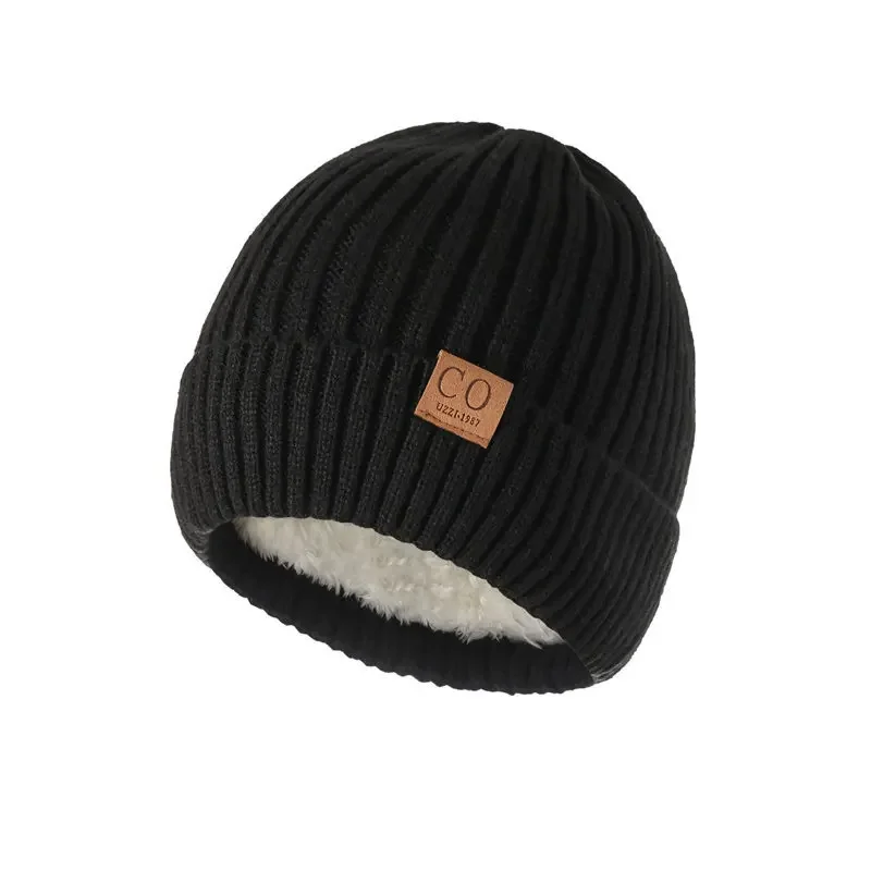 New Unisex Two-Tone Winter Hats Add Fur Lined Men And Women Fashion Warm Beanie Cap Casual Winter Knitted Hats