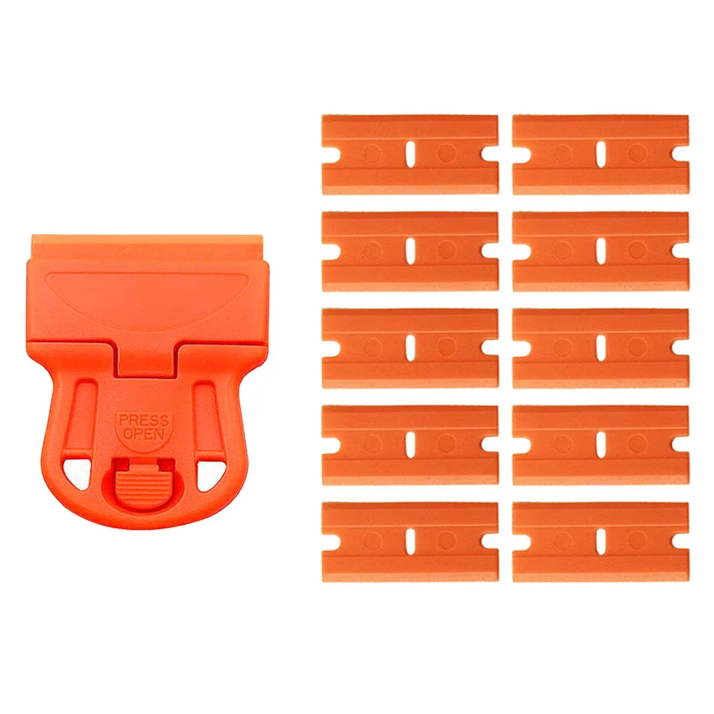 10PCSDoubleEdgePlasticRazorBladesCarWindowHouseholdCleaing