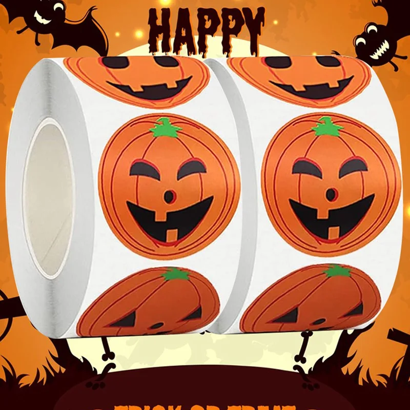 Description Picture 2 of item500pcs Halloween Pumpkin Sticker Packaging Sealing Label Sticker 1inch Gift Stickers DIY Labels Horror Creation Party Decoration