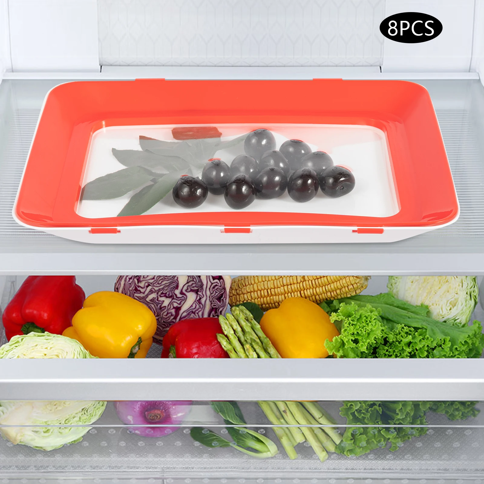 8pcs/6pcs/4pcs Reusable Food Storage Containers Airtight Lock Freshness Plates Set Stackable for Fridge/Freezer