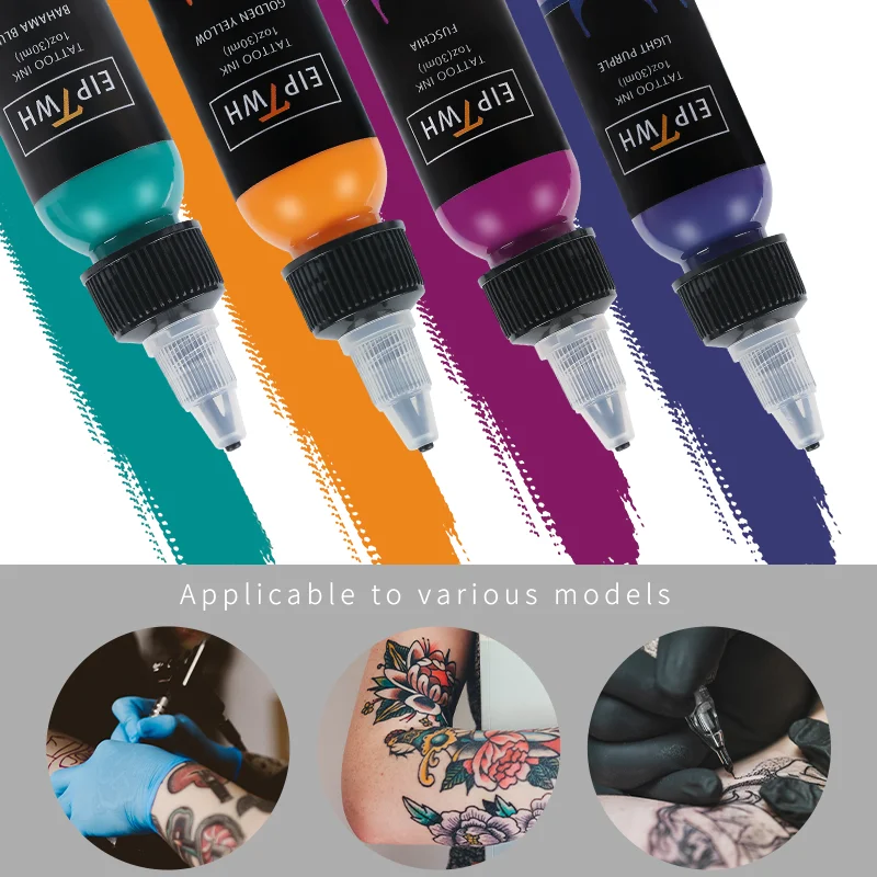 30ML/Bottle 10Colors Professional Tattoo Pigment Safe Half Permanent Tattoo Paints Supplies Body Beauty Ink