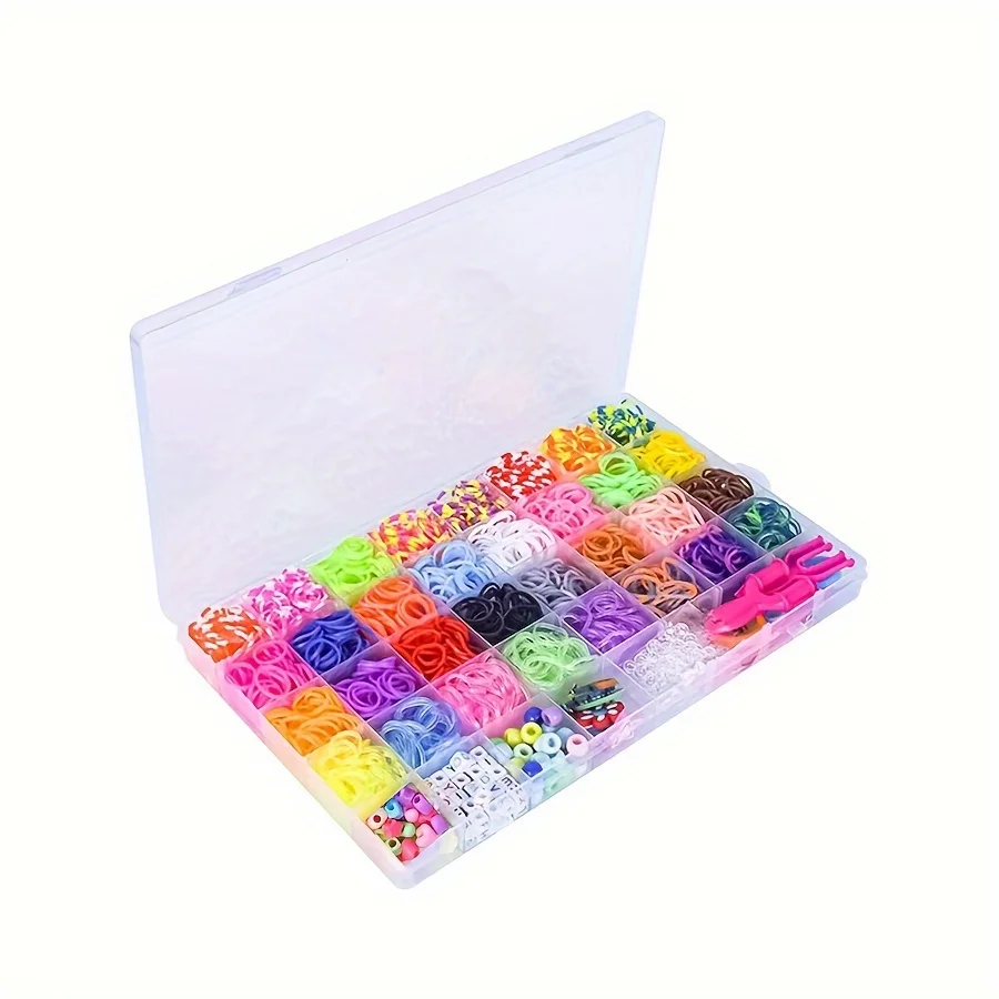2800pcs + 32 색상 40 그리드 박스 룸 밴드 매력 후크 다채로운 고무 밴드 팔찌 키트 룸 밴드 팔찌 만들기 키트