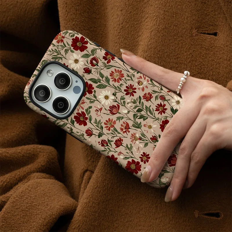 Vintage Flower 2-in-1 Shockproof Phone Case and Screen Protector