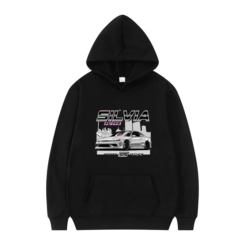 Car Print Hooded Sweatshirt Casual Pullover Sweatshirt Autumn and Winter Men's Fleece Warm Sports Top