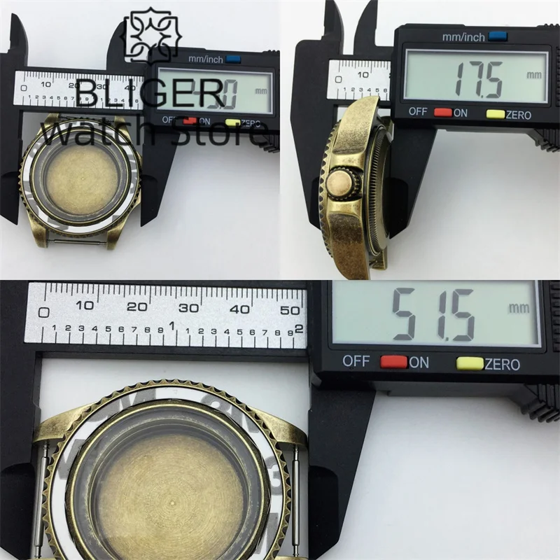 BLIGER 브론즈 돔 사파이어 유리 바다 다이버 브러시 시계 케이스, NH34, NH35, 36, ETA2824, PT5000 무브먼트 스크류 크라운에 적합, 43mm