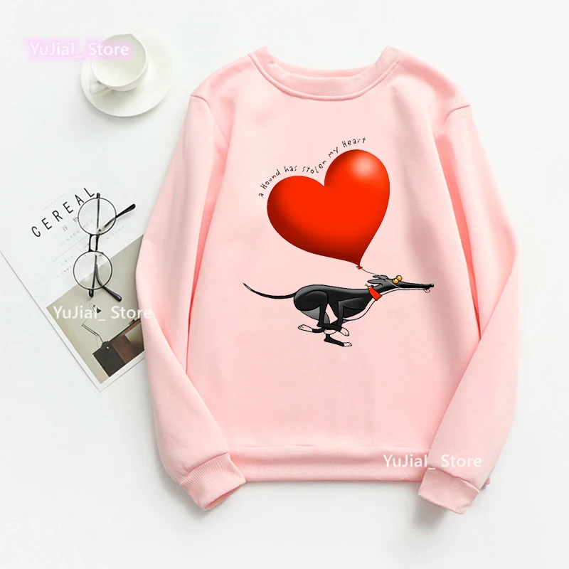 New A Hound Has Stolen My Heart Graphic Print Hoodie Women Bernese/Greyhound Dog/Shih Tzu Dog Lover Sweatshirt Femme Jumper Coat zaful streetwear angel heart letter graphic tee xl gray