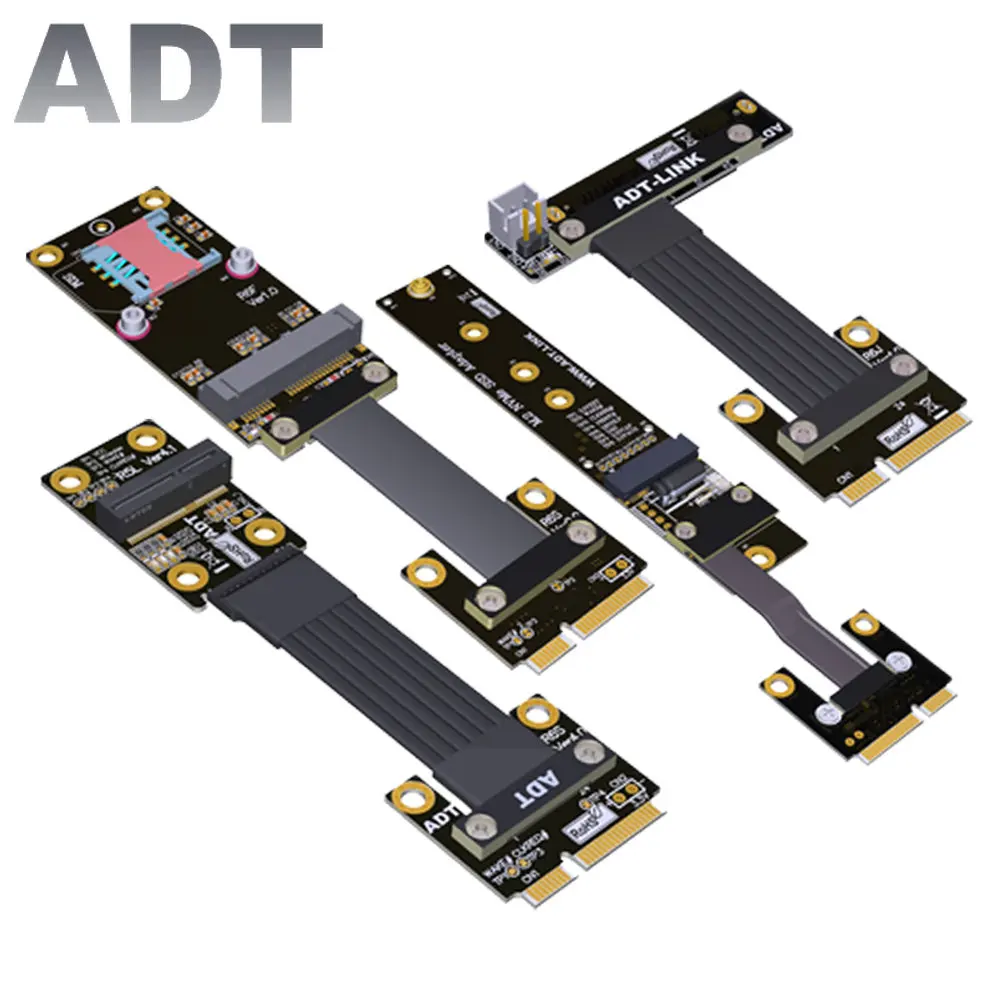 

ADT Riser Mini-PCIe mPCIe Extension Cable To M.2 Key-M NVMe / M.2 Key-E WiFi Mini PCI-e / U.2 SFF-8639 SSD Wireless Network Card