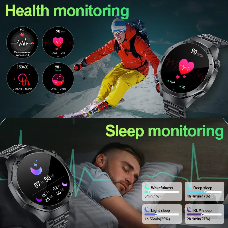 LIGE 1.53-Inch Smartwatch Bluetooth Call IP68 Waterproof 100+ Sports Fitness Blood Pressure Hart Rate Smart Watch For Men Women