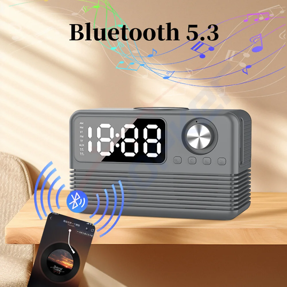 Wireless Charger Radio Time Alarm Clock LED Digital 15W Fast Charging Dock Stati