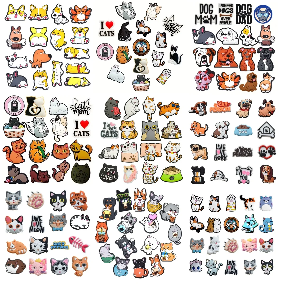 Cute Pet Animal Dog And Cat Shoe Charms Pack for Crocs - Accessory Set for Girls Boys Women Men Ideal Party Favor Gifts