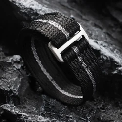 Durable Nylon Military Sport Wristband - Women's & Men's Replacement Canvas Watch Strap - L (Black - Gray)