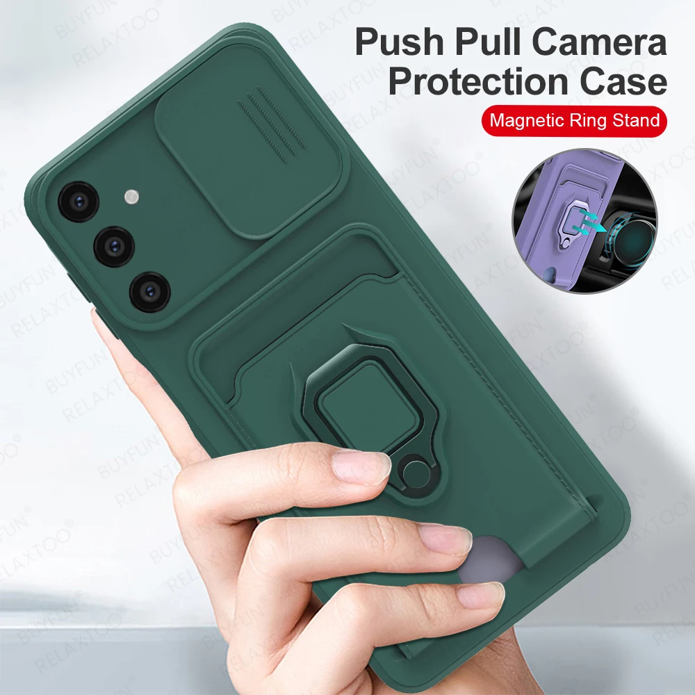 Sumsung S23Fe Case Multifunctional Tpu Soft Cover For Samsung Galaxy S23 Fe 5G Magnet Holder Ring Push Pull Lens Protect Fundas