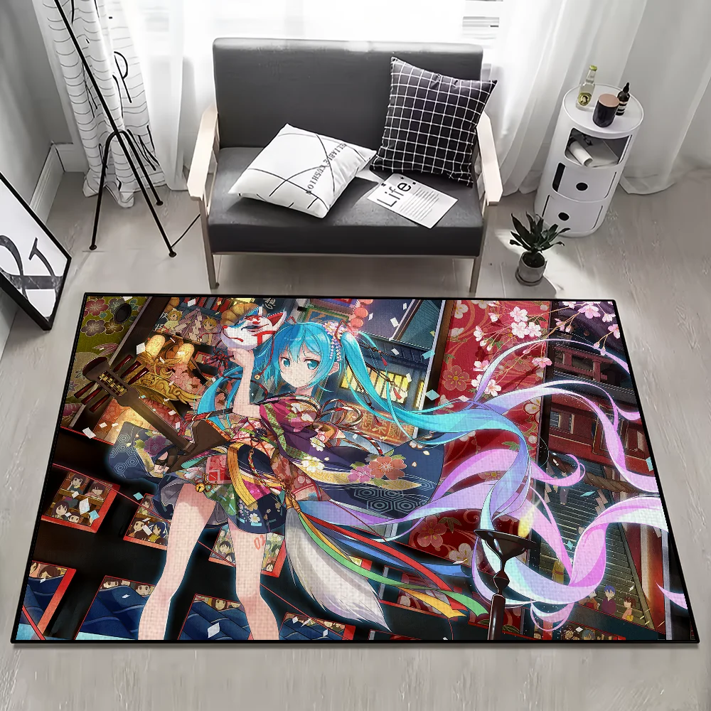 Door Mat Kawaii Anti-Slip Kitchen H-Hatsune Bedroom Handmade Tufted Miku Anime Rug Carpet Living Room Entrance Decoration home 4