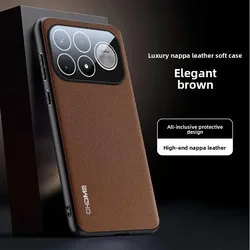 Premium PU Leather Skin Shockproof Protective Back Cover with Camera Lens Film for Poco F9 Pro (Brown)