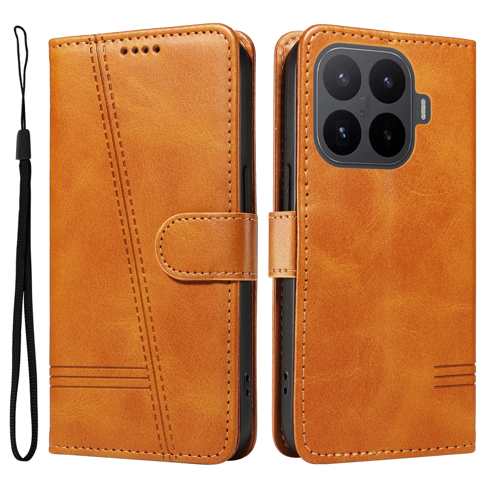 Leather Flip Phone Case with Card Holder and Stand - Protective Cover