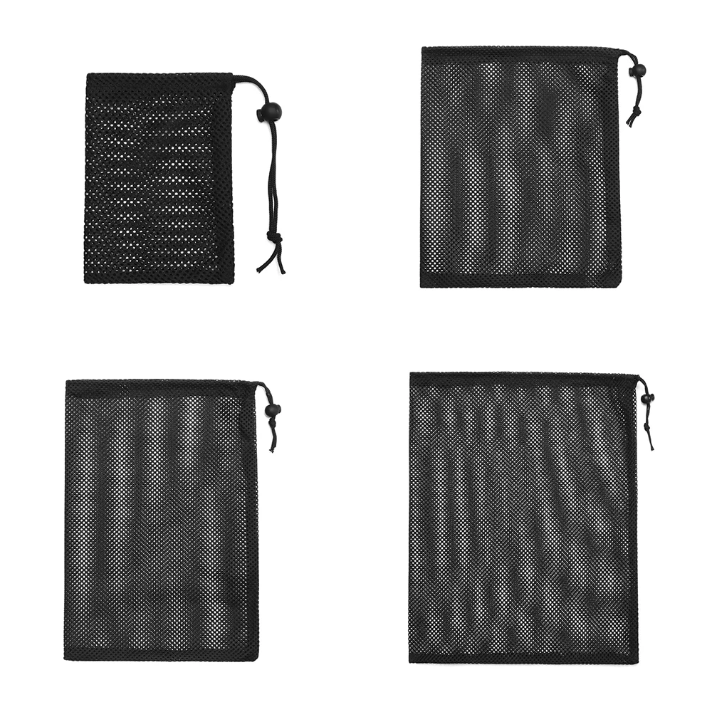 1 Pcs Black Durable Nylon Mesh Drawstring Bag Storage Pouch Multi Purpose Home Travel Outdoor Activity Laundry Bag Stuff Sack images - 6